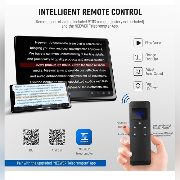 NEEWER Basics X12B Aluminum Alloy Liftable Teleprompter 12" for iPad Tablet Phne - Picture 8 of 13